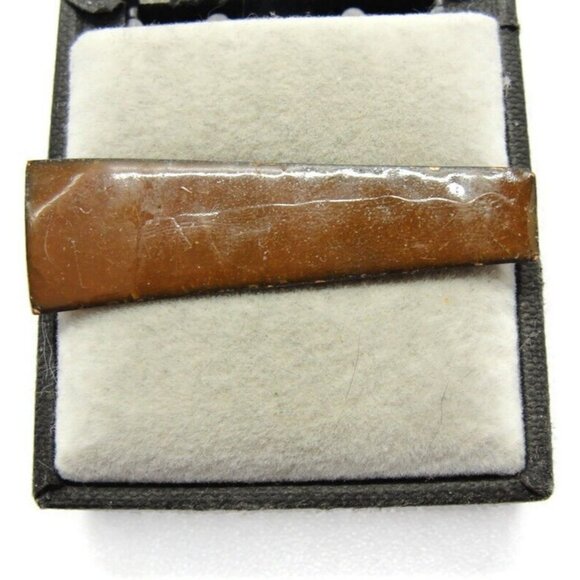 Brown Enamel Copper Metal Neck Tie Clip Clasp - Picture 2 of 9